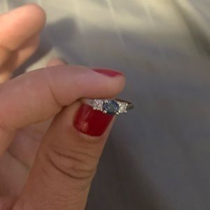 1/2 Carat blue and white diamond engagement ring.